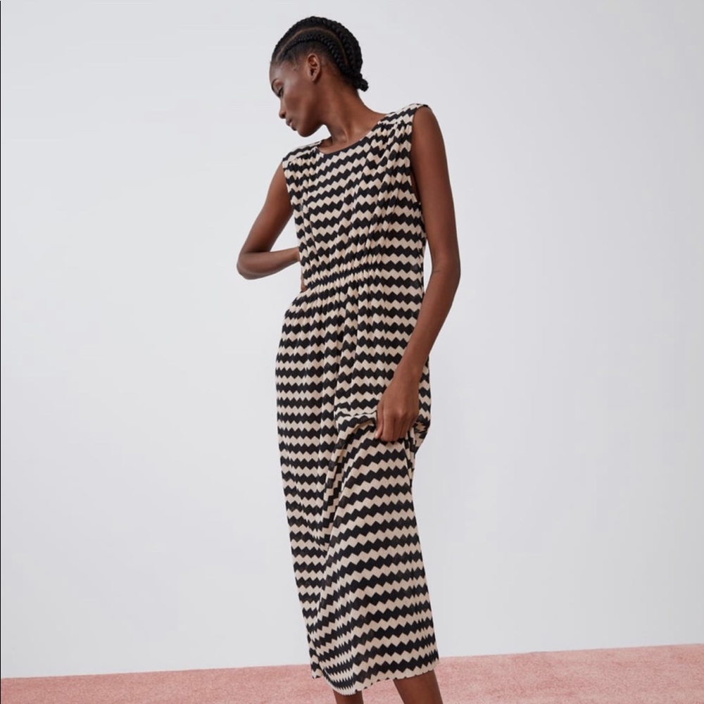 Zara Chevron Midi Dress NWT